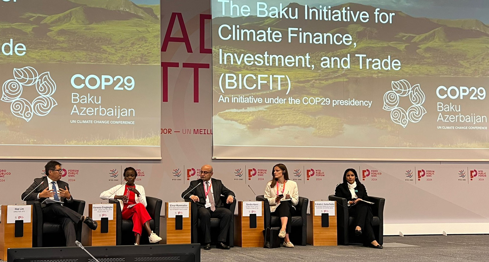 COP29 Baku Initiative for Climate Finance, Investment, and Trade (BICFIT) presented at the WTO Public Forum 2024, Geneva, Switzerland